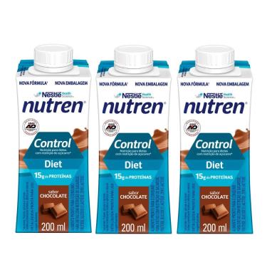 Imagem de Kit 3 Nutren Control Diet com 15g de Proteínas Sabor Chocolate 200ml