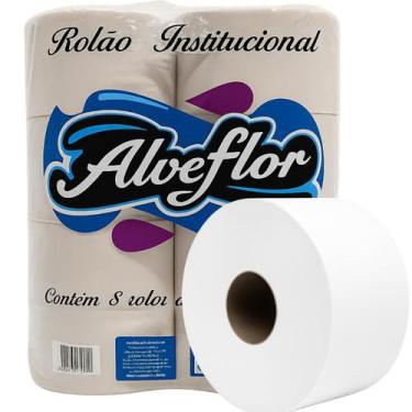 Imagem de Papel Higiênico Rolão Institucional Alveflor 600Mts 8 Rolos