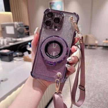 Imagem de Capa com cordão de glitter à prova de choque para Samsung Galaxy S24 S23 S22 S21 S20 FE Note 20 Ultra Plus com suporte de telefone revestido, 5, para Samsung S21FE