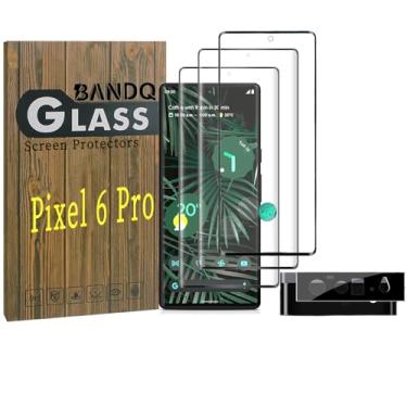 Imagem de Pacote com 3 protetores de tela para Google Pixel 6 Pro 【pacote com 3+1】 1 pacote com protetor de lente, protetor de tela de vidro temperado com dureza 9H para Google Pixel 6 Pro protetor de tela de