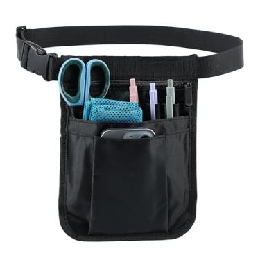Imagem de Bolsa de cintura para servidor, avental preto com vários bolsos, bolsa de acessórios de garçonete de restaurante, cinto ajustável, alça de cintura utilitária para garçons de restaurante, bartenders e