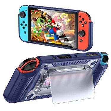 Imagem de Yznoek Case Compatible with Nintendo Switch OLED 2021, Heavy Duty Protective Console With Kickstand & Hand Grips, Grip Cover Compatible with Nintendo Switch OLED (Blue)