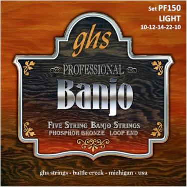 Imagem de GHS Strings Cordas de banjo de 5 cordas PF150, bronze fósforo, leve (.010-.022)