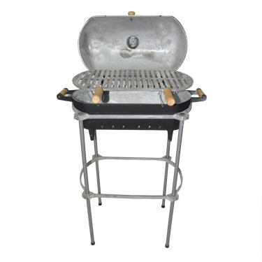 Imagem de Churrasqueira Alumínio Fundido a Bafo Preta Pé e Suporte