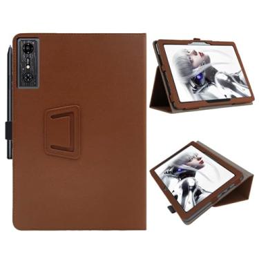 Imagem de Capa para tablet gamer RedMAGIC Nova de 10,9 polegadas, ângulos de visualização múltipla, capa fina e leve para tablet gamer ZTE Nubia RedMAGIC Nova com alça de mão e suporte de lápis, marrom