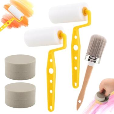 Imagem de Combo de pincéis de pintura, 2 esponjas, 2 rolos verdadeiros de espuma de tinta e 1 pincel para entusiastas de bricolage e profissionais