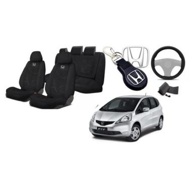 Imagem de Kit Personalizado Bancos Honda Fit 03-08 + Volante + Chaveiro - Ferro 