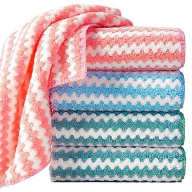 Imagem de Ruoming 5 Panos de prato de microfibra para cozinha, 30 x 30 cm, super absorvente que não cai, multicolorido, pacote com 5