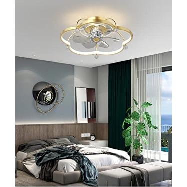 Imagem de Ventiladores de teto com iluminação, ventilador de quarto LED, luminária de teto moderna com controle remoto, luz de ventilador de teto regulável, luz de ventilador silenciosa ajustável para
