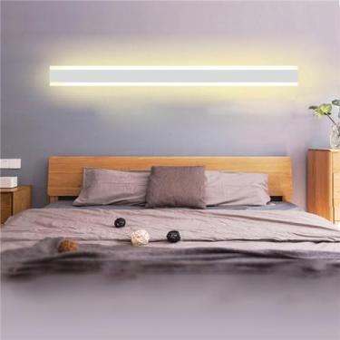 Imagem de Luminária de parede longa moderna para interior, luminária de parede LED acrílica regulável com controle remoto, luminária de parede interna minimalista, garagem, interior branco, sala de es