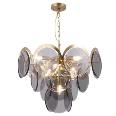 Imagem de Lustre de vidro antracite criativo pós-moderno para sala de estar, teto suspenso, iluminação decorativa, luminária para sala de estar, quarto, sala de jantar, lustre moderno de led