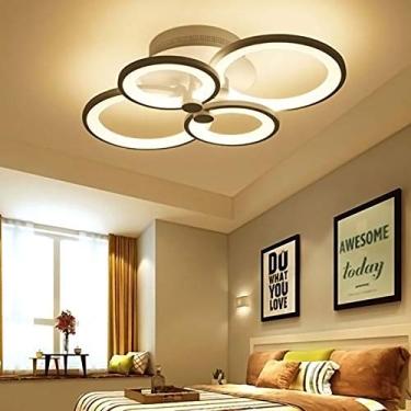 Imagem de Luminária de teto LED moderna, luminária de lustre LED, luminária suspensa embutida, luz com mudança de cor e controle remoto para sala de estar, quarto, sala de jantar