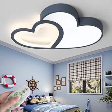 Imagem de Luzes de teto LED Lâmpada de quarto Regulável com controle remoto Lâmpada de teto em forma de coração Lustre Iluminação moderna de acrílico Luminária ultrafina para bebês para quarto de cria