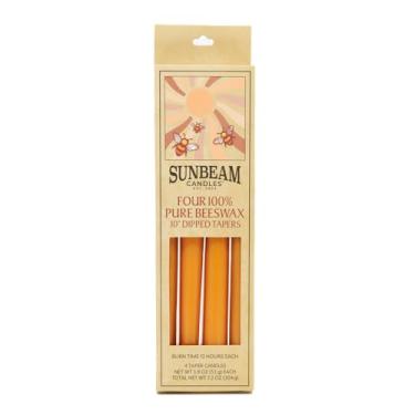 Imagem de Sunbeam Candles Cera de abelha 100% pura, 25,4 cm, cônicas de damasco | Caixa com 2 pares | Sem gotejamento e mergulhada à mão | Queima longa por 12 horas cada | Feita nos EUA |