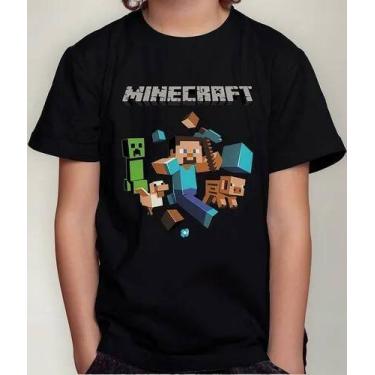 Imagem de Camisa Camiseta Juvenil Infantil Menino Menina Gamer Blocos Mine Roupa