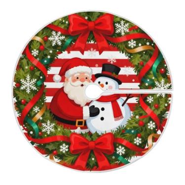 Imagem de Saia grande para árvore de Natal, guirlanda, laços de boneco de neve, decorações de Natal, ponto de serapilheira, para árvore de 1,2 m, 122 cm