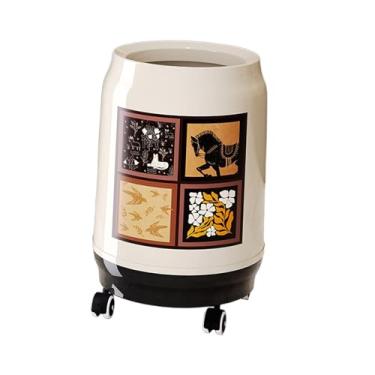 Imagem de WeiLaiKeQi Lixeira com rodas, lata de lixo de grande capacidade, recipiente para resíduos para cozinha, trailer, sala de estar e banheiro, Open L White