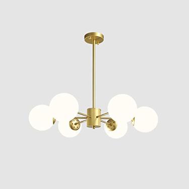 Imagem de YQSLQZZ Luminária pendente Gold Sputnik, luzes de teto de globo de vidro semiembutidas, lustre de iluminação decorativa de teto, para sala de estar, quarto, sala de jantar