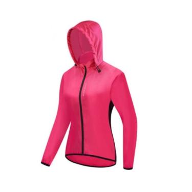 Imagem de Jaqueta corta-vento de ciclismo Wosawe para mulheres rosa/preta