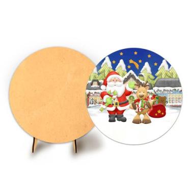 Imagem de Painel Redondo C Elastico 50cm Natal e Suporte MDF - Fadrix, NAT046