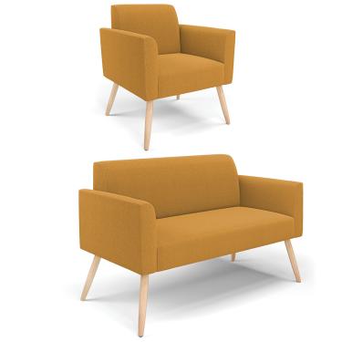 Imagem de Namoradeira e Poltrona Pé Palito Natural Marisa Bouclê Mostarda D03 - D'Rossi