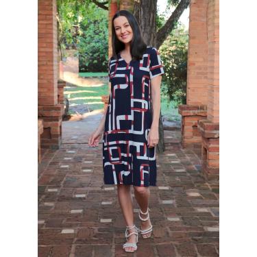 Imagem de Vestido Pau a Pique Estampado Azul Marinho MARINHO - P