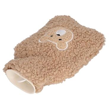 Imagem de YOUTHINK Garrafas de água Quente Bolsa de água Quente Fofa e Macia, Garrafa de de Urso de Desenho Animado Em PVC de 1000ml Com Capa de Pelúcia Removível para Calor de Pés de Mão, Compressa Fria (Cabeça de Urso Cor Café)