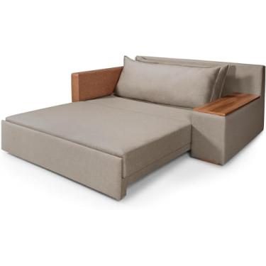 Imagem de Sofá Cama com Baú Panamá Chenile Pompéia Aveludado Composê Casal 2 Lugares Capuccino 204/856