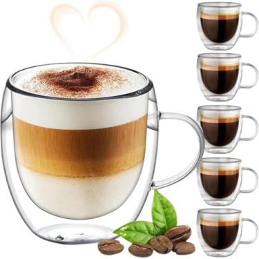 Imagem de Kit de 6 Xícaras de Vidro Duplo com Alça - 150ml - Borossilicato