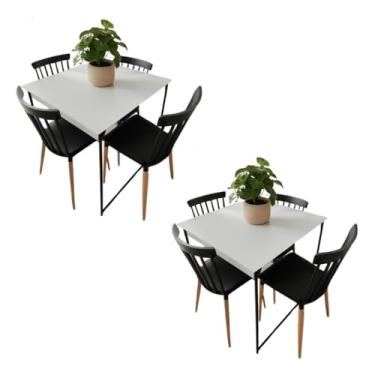 Imagem de Mesa de Jantar Industrial Quadrada 80x80cm com Tampo MDF e Base (Kit Branco 80x80)