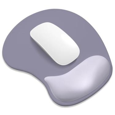 Imagem de ITNRSIIET Mouse pad ergonômico, descanso de pulso de gel acolchoado, base antiderrapante, superfície lisa, compatível com todos os ratos para escritório e jogos, acessório de mesa, 24 x 21 cm, cinza