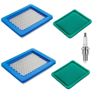 Imagem de Pacote com 2 filtros de ar 491588S com pré-filtro e vela de ignição para B&S Craftsman Toro Honda Troy-Bilt John Deere Husqvarna peças de limpeza de ar
