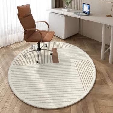 Imagem de Tapete decorativo para sala de estar, simples, listrado, para quarto, redondo, macio, lavável, grosso (250x250cm/F)