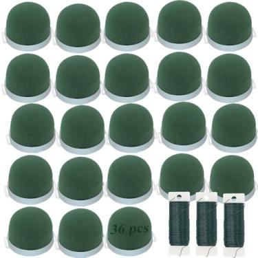 Imagem de MOUYAT 36 peças mini suportes redondos de espuma floral com arame de arranjo verde, para decoração de mesa de casamento, arranjos de garrafas de vinho