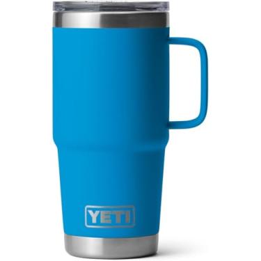 Imagem de YETI Caneca de viagem Rambler de 850 g, aço inoxidável, isolada a vácuo com tampa Stronghold, azul ondulado grande