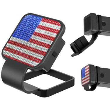 Imagem de Capa de engate de 5 cm para caminhões, SUVs e jipes - Plugue de engate de reboque de borracha durável com design de decoração de diamante - Serve para Ford, Toyota, Chevy (bandeira)