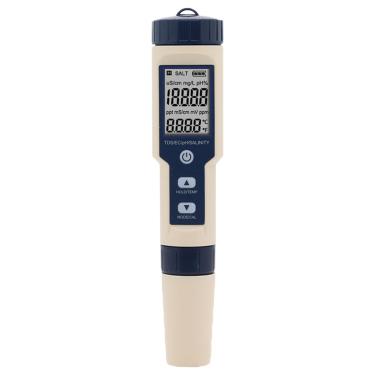 Imagem de Tudoupeng Medidor de pH e testador de sal de piscina digital 5 em 1 medidor de salinidade pH EC Temp TDS para qualidade da água, testador de água à prova d'água com luz de fundo para piscina bebendo