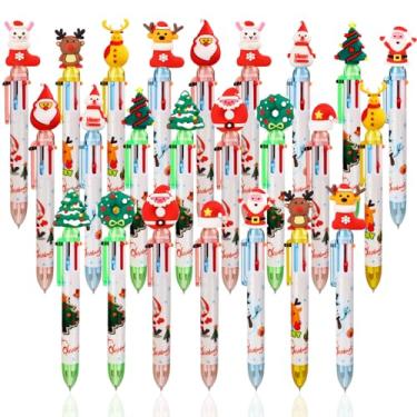 Imagem de Mluchee 24 peças de canetas multicoloridas de Natal, todas em uma, 6 em 1, 0,5 mm, 12 estilos, caneta esferográfica retrátil, divertida, legal, árvore de Natal, canetas fofas para festas, escritório