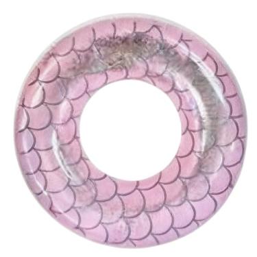 Imagem de Boia Piscina Adulto Circular 120cm De Pvc Resistente Com Escamas Azuis E Rosas Para Flutuar Em Piscina E Praia(Sereia 120 cm Rosa)