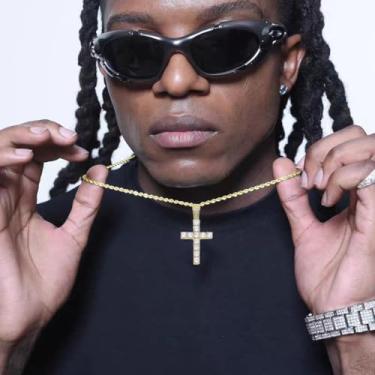 Imagem de Colar de cruz para homens, zircão, cruz, diamante, cobre, corrente cubana e pingente de cruz para moda, 60CM, Cobre, Zircão