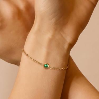 Imagem de Pulseiras femininas banhadas a ouro 18 quilates de zircônia cúbica, pulseiras clássicas de cobre, bijuterias para mulheres, One Size, Cobre, Sem Pedra Preciosa