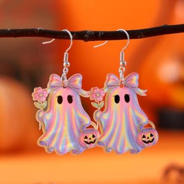 Imagem de Brincos femininos de Halloween com pingente de gota fantasma, roupas de Halloween, acessórios de bijuteria, 2inch, Aço inoxidável, Sem pedra preciosa