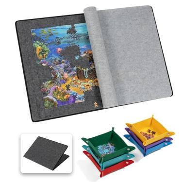 Imagem de Becko US Quadro de quebra-cabeça de 1500 peças com 6 bandejas e capa, tapete dobrável com linhas auxiliares para armazenamento de quebra-cabeças, leve e portátil, para quebra-cabeças de 1500, 1000