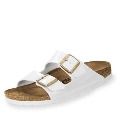 Imagem de Birkenstock Arizona - Birko-Flor, Birko-flor de patente branca, 11-11.5 Narrow Women/9-9.5 Narrow Men