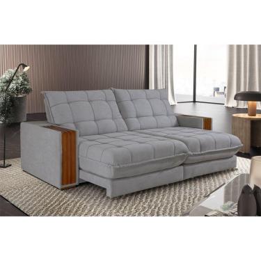 Imagem de Sofá Retrátil Berlim 2,50m 4 Lugares Molas Ensacadas Txr Prata