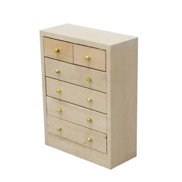 Imagem de Móveis de casa de bonecas em miniatura, baú Tallboy de madeira, escala 1:12