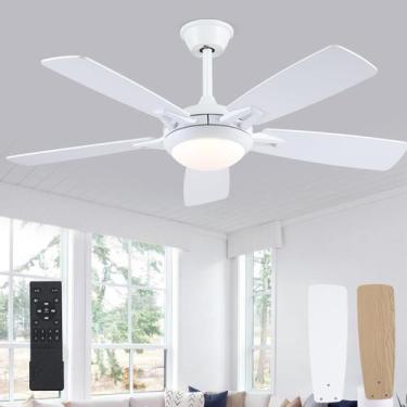 Imagem de Ventilador de teto Kviflon 46cm com luz, controle remoto branco