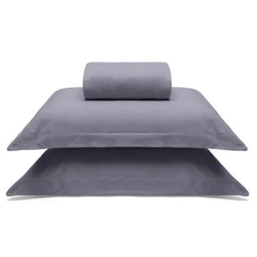 Imagem de Jogo De Cama Buettner Queen Malha 100% Algodao Liso 3 Peças Image Cinza