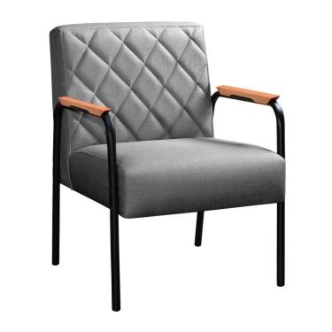 Imagem de Poltrona Ludmilla Cadeira Decorativa Sala Recepção Escritório - Linho Cinza 320