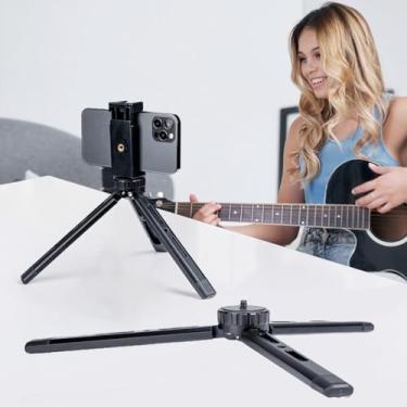 Imagem de Suporte de tripé com suporte de telefone ajustável e cabeça esférica rotativa para gravação de vídeo e fotografia de mesa de mesa